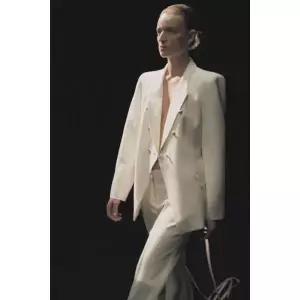 [정품] 자라 자켓 데일리 야상 아웃터 ZARA ZW 컬렉션 숄더 패드 더블 브레스트 블레이저 - 크림