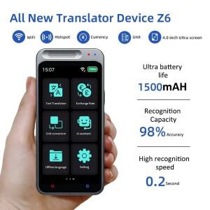 2025 새로운 Z6 휴대용 오디오 번역기 138 언어 스마트 오프라인 실시간 음성 AI 사진