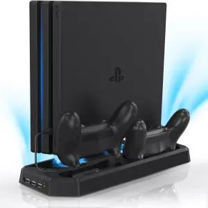 PS4Pro용 KEKUCUL 컨트롤러 충전 스테이션 듀얼 도크 냉각 팬 및 3개의 USB 포트(PS4Pro 전용)가 있는 수직