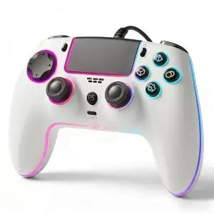 홀 효과 트리거가 있는 PS5/PS4 및 PC용 GUOC RGB 유선 컨트롤러 3.5mm 오디오 잭 튜브로/마크로 기능 지원