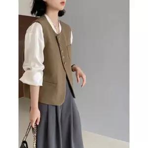 가을 민소매 정장 여성조끼 조끼 나시 프렌치 탑 OOTD3