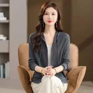 니트 울 여사친 맨투맨 데일룩 카디건 아우터 상의 얇은 봄가을 티 후드 숏 집업 DAOL3