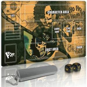 원피스 TCG 플레이매트 세트용 GuarditecroX - 14x24인치 게이밍 2개의 해골 주사위 및 카드 게임