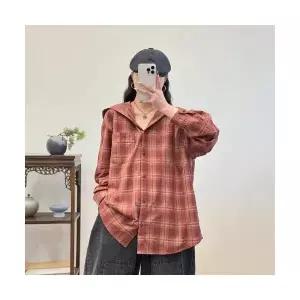 여사친 가을 러블리 셔츠 체크 긴팔 카디건 후드 상의 다올3