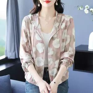 여사친 여름 캐주얼 트렌디 점퍼 코트 야구 아이템 긴팔 후드 얇은 빅사이즈 자켓 바람막이 래쉬가드 HT2