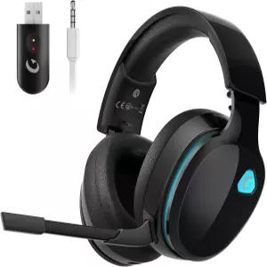 PC PS4 Mac 닌텐도 스위치용 Gtheos 2.4GHz 무선 게이밍 헤드셋 노이즈 캔슬링 마이크가 있는 블루투스 5.2