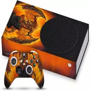 헤드 케이스 디자인 Xbox 시리즈 S 콘솔 및 컨트롤러 번들과 호환되는 파이어 드래곤 비닐 스티커 게이밍