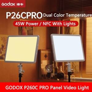 카메라 충전기 GODOX P260C PRO 바이컬러 LED 조명 2800-6500K 패널 디밍 가능 스튜디오 비디오 램프 제작