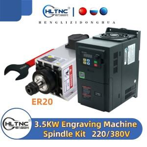 액추에이터 HLTNC 3.5KW 공랭식 스핀들 모터 키트 220V / 380V 18000RPM + 4KW VFD 인버터 ER20 콜렛 렌치