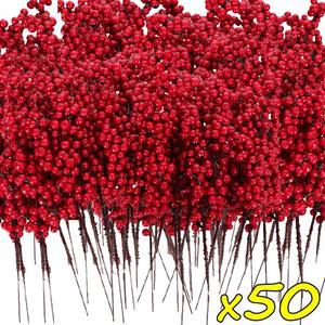 꽃철사 크리스마스 인공 딸기 스템 레드 홀리 트리, , 베리 꽃 501 파티 홈 식물, 가지