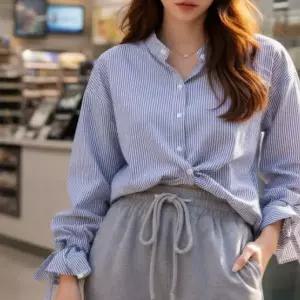 [하프클럽/]댄디코이라 박시핏 스트라이프셔츠 시티보이룩 미니멀룩 오피