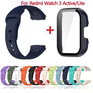 샤오미호환 Redmi Watch 3 용 실리콘 스트랩 + 케이스 watch3 Active/Lite 액티브 밴드 smartwatch 액세서