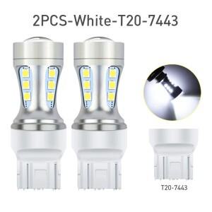 2피스 T20 7443 W21/5W 7515 580 LED 캔버스 후진등 DRL 자동차 백업 전구 12V 주간 주행등 차량용 다이오