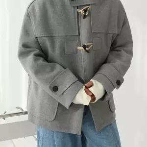 남자떡볶이반코트 롱코트 하프 핸드메이드 오버핏 남성더플코트 그레이