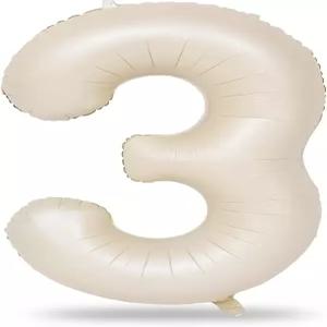 40인치 베이지 큰 숫자 풍선 3개 3학년 여아를 위한 셀프 인플레이팅 보리 화이트 디지트 헬륨 여성 생일