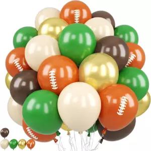 축구 풍선 50PCS 12인치 파티 다크 그린 골드 블랙 베이지 프린팅 남자 게임 스포츠 생일 테마 장식용