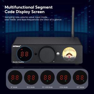 AIYIMA 300Wx2 하이파이 블루투스 파워 앰프 VU 미터 스테레오 사운드 앰플리파이어 스피커 USB DAC 홈