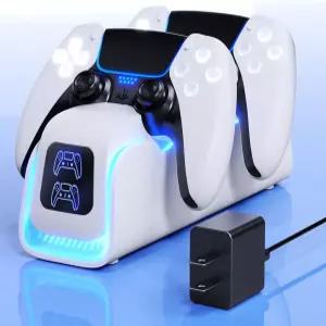 PS5 컨트롤러 충전기 듀얼센스 엣지용 충전 도크 6개의 LED 및 RGB 호흡 모드 과충전 보호 플레이스테이션