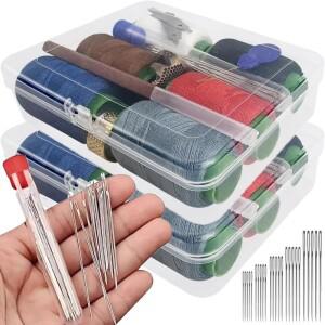 32/43개입 큰 눈 바느질 바늘 세트 휴대용 의류 자수 크로스 수리 키트 DIY