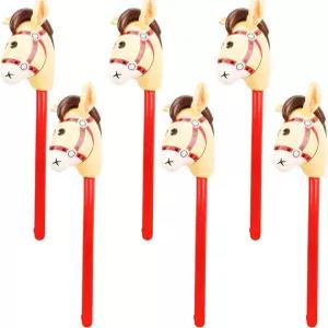 하콘바 6피스 40인치 풍선 스틱 말 카우보이 카우걸 머리 포니 크리스마스 테마 파티 홈 데코레이션
