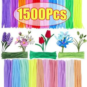 100-1500개 컬러풀한 셰닐 스템 DIY 스트립 트위스트 바 와이어 수공예 장식 파이프 클리너 플러시 용품