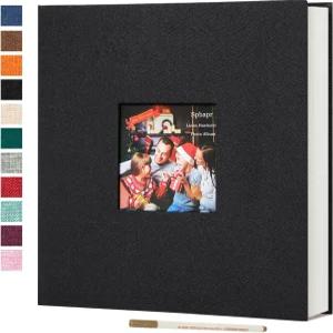 Spbapr 대형 사진 앨범 셀프 접착 60페이지 리넨 커버 DIY 마그네틱 스크랩북 A 메탈 펜 포함 4x6 5x7 6x8