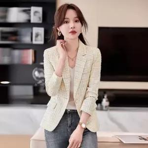 M1 스타일 여자재킷 패션 부드러운 체크 트위드 봄가을 코트 재킷 정장 JEN1