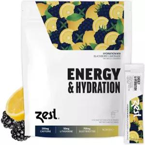 ZEST 수분 공급 및 운동 전 에너지 음료 패킷 - 250mg 카페인이 함유된 깨끗한 전해질 분말 달리기