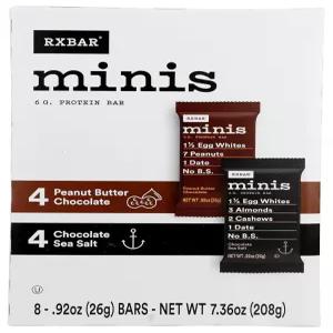 RxBar 단백질 바 미니 땅콩버터 초콜릿 바다 소금 코셔 텐 프리 8 카운트 7.36온스 6팩