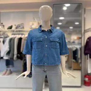 크로커다일 레이디 밑단 스트링 반팔 데님 자켓 CLFMJK106_DG