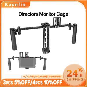 KAYULIN 7인치 모니터 케이지 리그, 다목적 마운팅 치즈 플레이트 및 범용 카메라 듀얼 카본 파이버 핸드