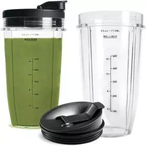 닌자 뉴트리 BN401 SS101 블렌더용 뚜껑이 있는 24온스 2개 컵 교체품