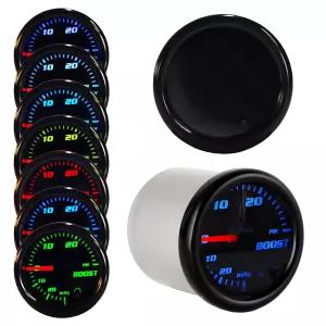 Nrkiscy 틴티드 7 컬러 터보 부스트/진공 게이지 키트 30 PSI 2 1/16 52mm 기계식 호스 T 피팅 배선 멀티
