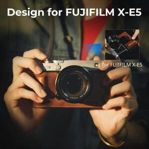 FUJIFILM X-E5용 SmallRig 가죽 케이스 키트 숄더 스트랩이 포함된 하프 브라운/블랙 색상 5449 5450