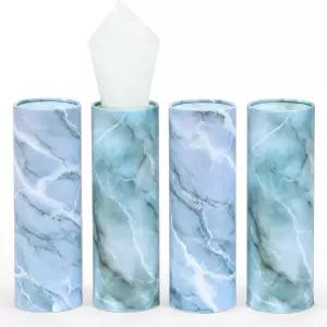 GOMEW 자동차 티슈 홀더 4 PK 50개의 3겹 실린더 컵 휴대용 여행용 튜브 박스 용기 대리석 디자인
