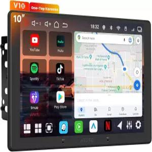 아토엑셀 V10 10인치 QLED 안드로이드 더블 딘 카 스테레오 6G+128G 4G LTE 차량 내 노래방 4V 프리아웃