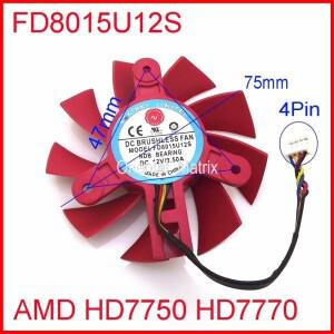 FD8015U12S DC12V 0.50A 4핀 75mm 47x47x47mm AMD HD7750 HD7770 그래픽/비디오 카드 냉각 팬용