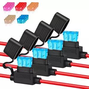 Anyongora 4팩 16AWG 인라인 퓨즈 홀더 방수 정밀도 12V/24V 자동차 키트 20pcs ATC/ATO 포함 대시 캠