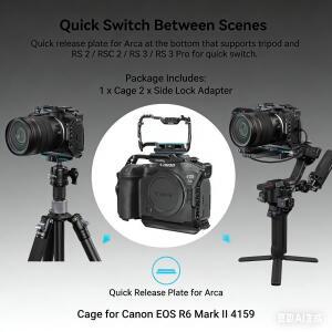 온 중인 쁘띠리그 카메라 케이지 (캐논 호환호환 EOS R6 마크 II용) 듀얼 NATO 레일, 퀵 릴리즈 플레이트,