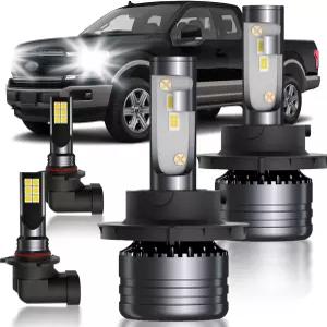 포드 F150 2004-2014 LED 전구 콤보 4pcs 슈퍼 브라이트 화이트 하이 로우 빔 및 안개등 패키지용