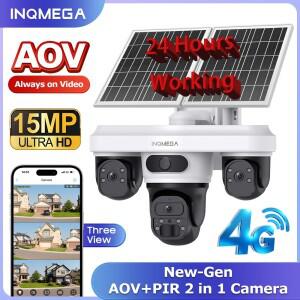4G 와이파이 태양광 카메라 실외용 3렌즈 3화면 태양광 IP 웹캠 PIR 인체 감지 CCTV 보안 비디오 배터리 PT