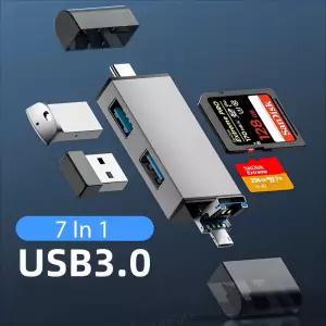 7 in 1 다기능 USB 3.0 카드 리더기 TF SD 메모리 플래시 드라이브 타입 C 어댑터
