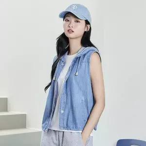 여성 라이트 데님 후드 베스트 캐주얼조끼 NEMD31 EIC 1291589