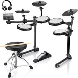전기 드럼 도너 DED200 라이트 전자 키트 450개 이상의 사운드 USB MIDI 조용한 메시 패드 왕좌 헤드폰