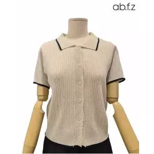 [롯데백화점]abfz 카라 배색 포인트 카라넥 마 반팔 니트 APA2NY35E