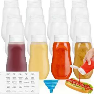 고스트 12팩 조미료 짜기 병 플립 탑 캡이 있는 12온스 플라스틱 스퀴트 케첩 머스타드 시럽 샐러드