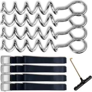 스트랩 휴대용 트램펄린이 장착된 4Pcs 텐트 스테이킹 앵커 나선형 접지 액세서리 연결