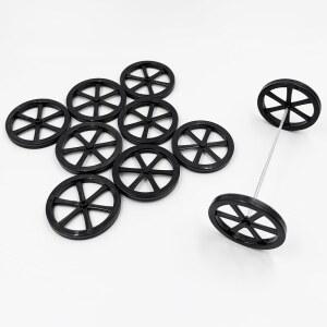 DIY 모델용 5PCS 샤프트 원형 막대 축이 있는 10PCS 모델 장난감 바퀴 44mm 자동차 RC 트럭 로봇 부품(블랙)