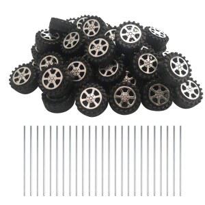 DIY 장난감 RC 자동차 트럭 보트 헬리콥터 모델 부품을 위한 EUDAX 50pcs 플라스틱 롤 2mm 다이아 샤프트 휠 및 25pcs STEM 원형 막대