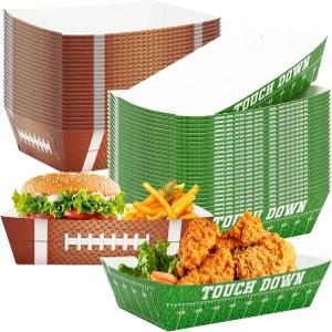 헬리모토 50PCS 축구 파티 장식 종이 간식 트레이 대형 일회용 음식 타코 감자튀김 핫도그 용품을 제공하는